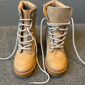 Madden Girl Tan Combat Boots with Sturdy Soles